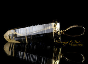 Lemurian Light Language Quartz Crystal Pendant 22k