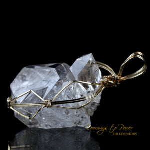 Herkimer Diamond DT Record Keeper Crystal Pendant 14k