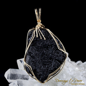 Tibetan Tektite Crystal Pendant in 14k