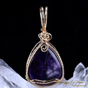Sugilite Crystal Pendant 14k 'Beacon of Light'