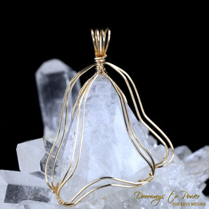 Natrolite Crystal Pendant 14k