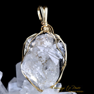 Herkimer Diamond DT Record Keeper Crystal Pendant 14k