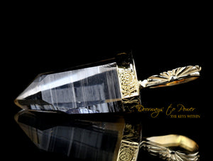 Lemurian Light Language Quartz Crystal Pendant 22k