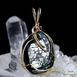 Turquoise & Pyrite Crystal Pendant 14k