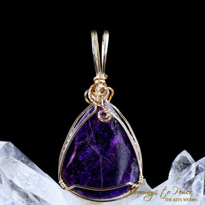 Sugilite Crystal Pendant 14k 'Beacon of Light'