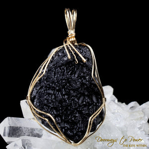 Tibetan Tektite Crystal Pendant in 14k