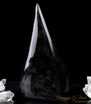 Black Silver Sheen Obsidian Crystal Altar Stone