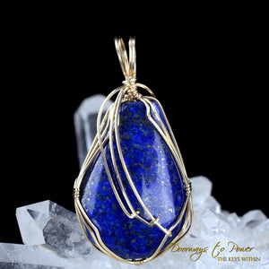 Lapis Lazuli Pyrite Crystal Pendant 14k