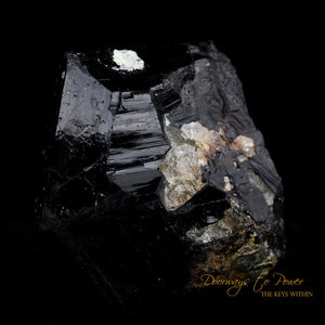 Black Tourmaline Etched Record Keeper Crystal Cannon 'Armor Grid'