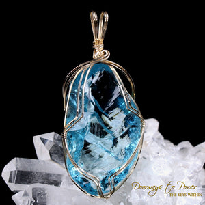 Azure Elysium Monatomic Andara Crystal Pendant 14k 'Resonant' 1995