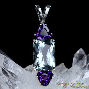 Aqua Serenity Monatomic Andara Pendant with Amethyst