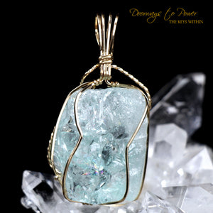 Aquamarine Crystal Pendant 14k