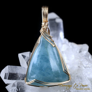 Aquamarine Crystal Pendant 14k