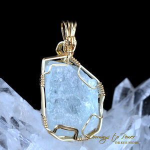 Aquamarine Crystal Pendant 14k