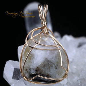 Azozeo Phenacite Crystal Pendant in 14k Gold 'Ultra Rare'
