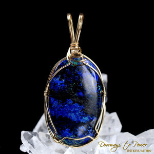 Azurite Crystal Pendant 14k