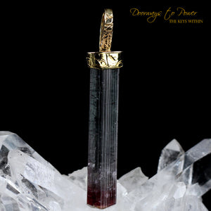 Bi Color Tourmaline Light Language Pendant Crystal 22k Gold