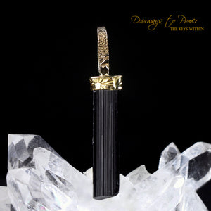 Black Tourmaline Light Language Pendant 22k 'Energetic Armor'