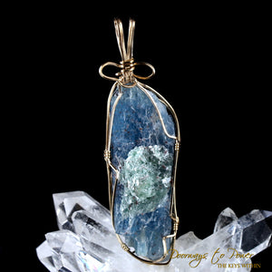 Blue Kyanite Red Ruby Dragon Crystal Pendant 14k