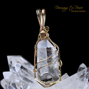 Brookite Manifestation Double Terminated Quartz Crystal Pendant 14k