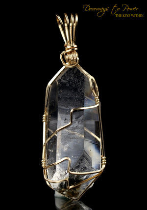 Brookite Manifestation Double Terminated Quartz Crystal Pendant 14k