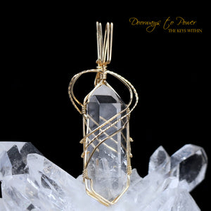 Brookite Manifestation Double Terminated Quartz Crystal Pendant 14k