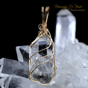 Brookite Manifestation Double Terminated Quartz Crystal Pendant 14k
