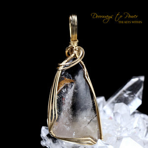 Brookite Manifestation Quartz Crystal Pendant 14k