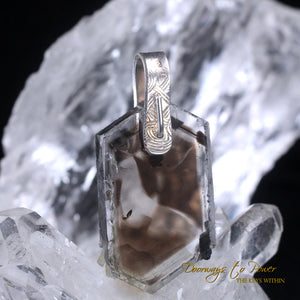 Brookite in Quartz Light Language Crystal Pendant .999 Fine Silver