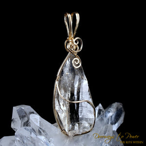 Brookite Manifestation Quartz Crystal Pendant 14k