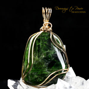 Chrome Diopside Crystal Pendant 14k Gold