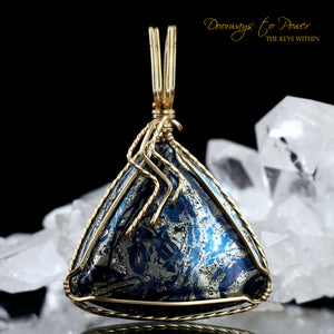 Covellite Crystal Pendant 14k