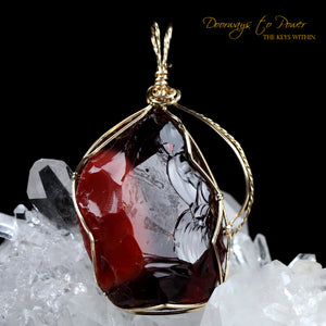 Dragons Blood & King Solomon Monatomic Andara Crystal Pendant 14k gold