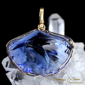 Elestial Starlight Sapphire Andara Pendant 14k Gold