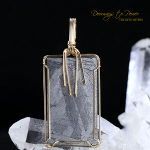 Gibeon Meteorite Wire Wrap Pendant 14k