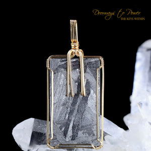 Gibeon Meteorite Wire Wrap Pendant 14k