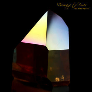 Golden Aura Lemurian Quartz Crystal Point & Temple Heart Dow