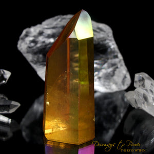 Golden Aura Lemurian Quartz Crystal Point & Temple Heart Dow