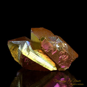 Golden Aura Lemurian Quartz Twin Record Keeper Crystal