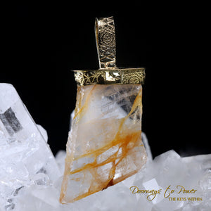 Golden Healer Quartz Light Language Pendant 22k