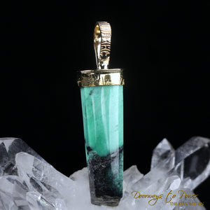 Green Emerald Light Language Crystal Pendant 22k