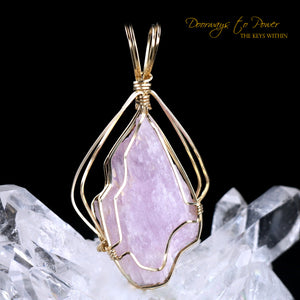 Kunzite Crystal Pendant 14k 'Universal Love'