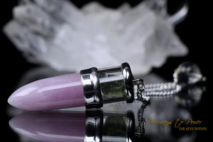 Kunzite Moldavite Crystal Pendulum .925 SS