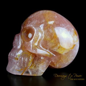 Rose Quartz Golden Healer Skull Leandro De Souza