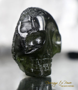 Moldavite Hand Carved Crystal Skull 'Aurixia'
