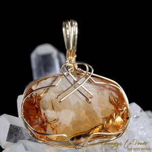 Lemurian Etherium Gold Andara Crystal Pendant 14k 'Light Essence'