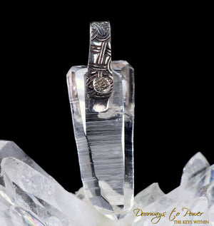Lemurian Light Language Master Quartz Crystal Pendant .925 fine silver