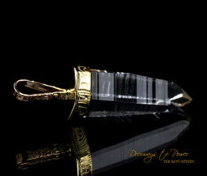 Lemurian Light Language Crystal Pendant 22k