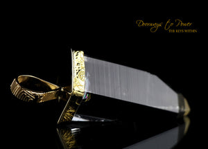 Lemurian Light Language Laser Quartz Crystal Pendant 22k