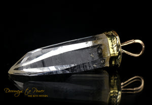 Lemurian Light Language Laser Quartz Crystal Pendant 22k